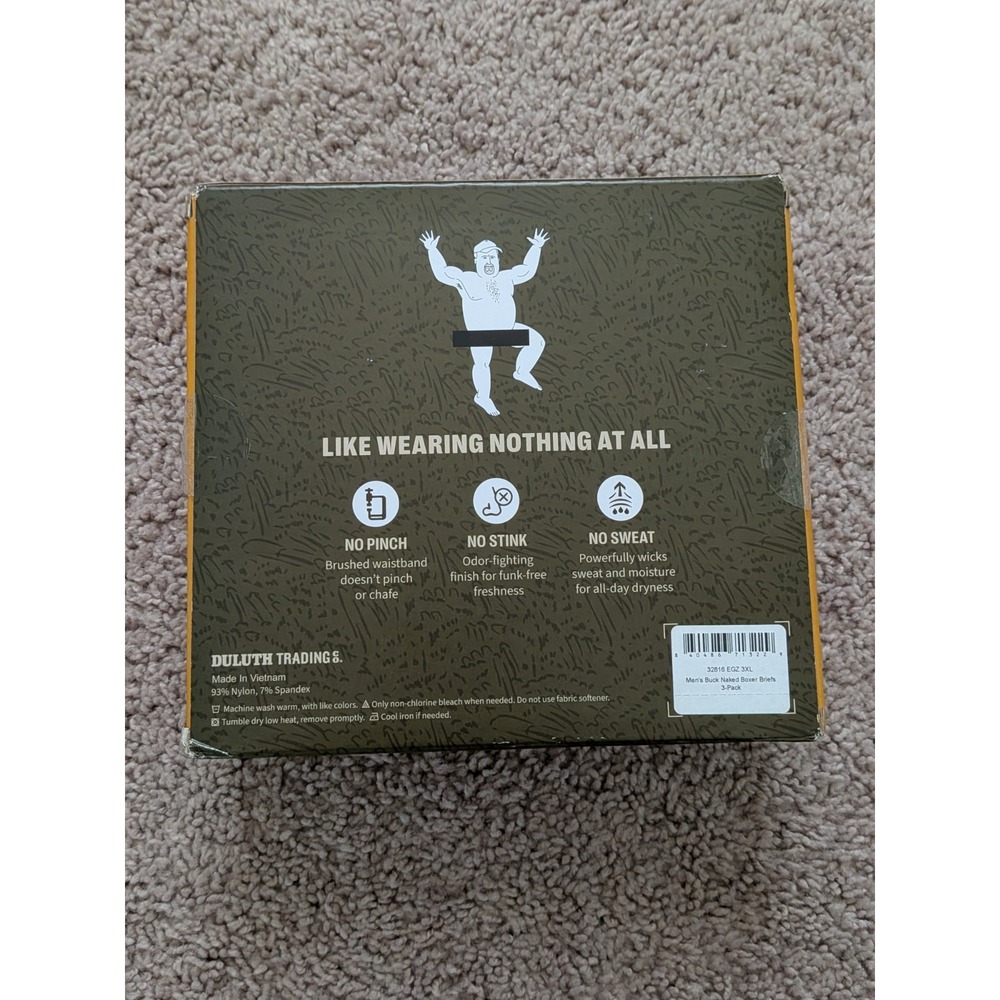Duluth Trading Co Buck Naked Boxer Briefs 3-Pack Mens 3XL Limited Edition NIB - Picture 2 of 3